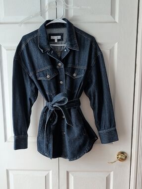 LOFT Dark Blue Tie-Waist Denim Jacket